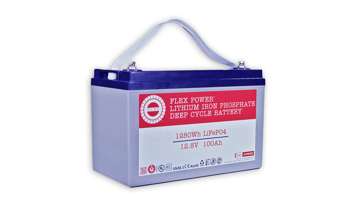 RVMP Flex Power® Force 12.8V 100AH Lithium Iron Phosphate (LiFePO4) Deep-Cycle Battery - RV parts and accessories - Buy 12.8V 100AH LiFePO4 Deep-Cycle Battery online